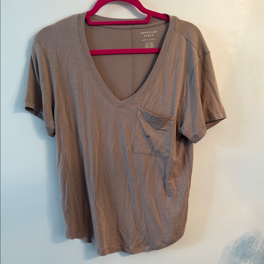 American Eagle Outfitters Brown Boxy Short Sleeve Tee